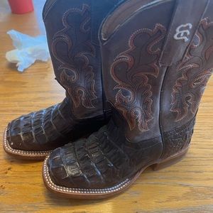 Anderson Bean Chocolate Croc Print Square Toe size 10 toddler boots.